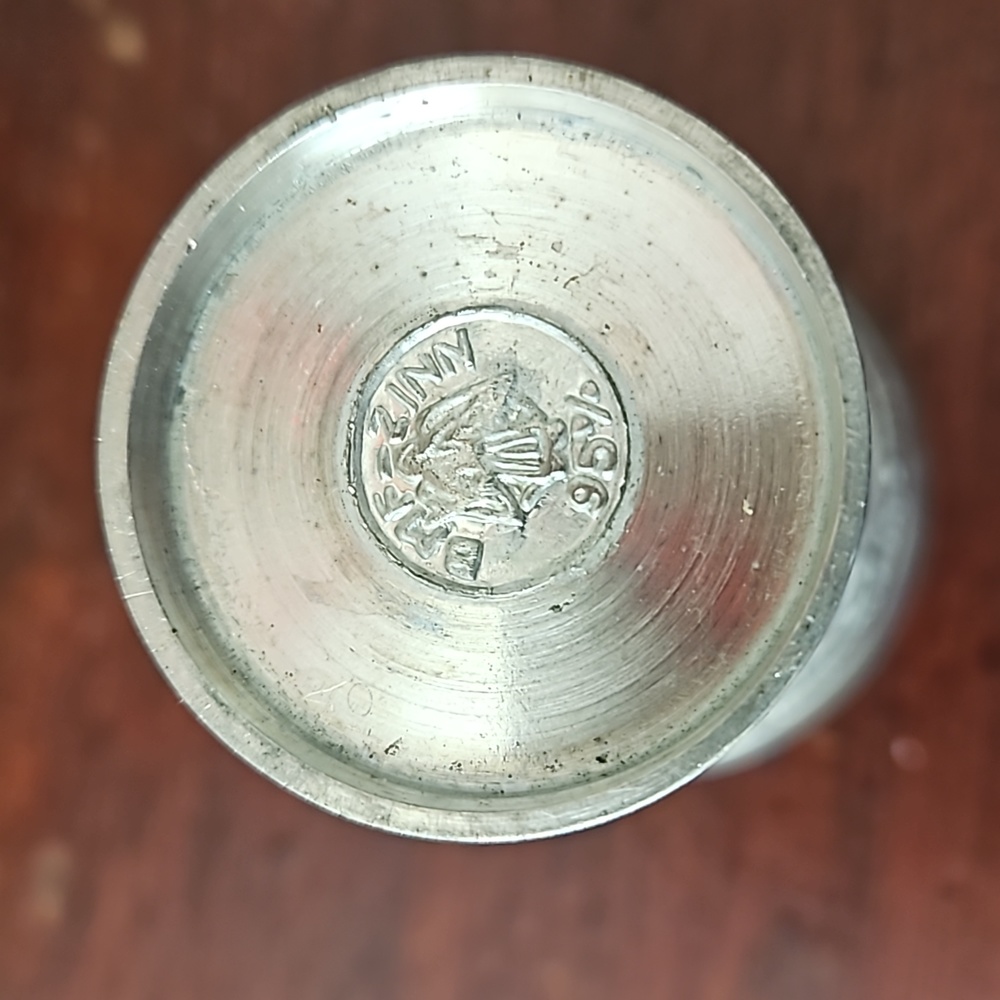 Vintage German Pewter Plate, Glasses and Candle Holder - Picture 7 of 15